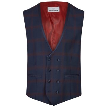 Wilvorst CLASSICs Herren Smokingweste V-Neck Drop8 Blau/Rot kariert
