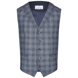 Wilvorst AFTER-SIX Herren Weste Revers Drop8 Blau kariert