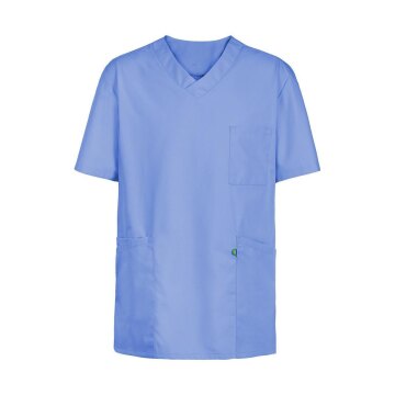 Greiff CARE unisex Kasack Kurzarm V-Neck Regular Mittelblau