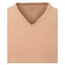 VENTI Herren T-Shirt Kurzarm V-Ausschnitt Modern-Fit Doppelpack Beige