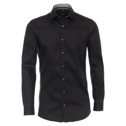 VENTI Herren Businesshemd Langarm Kent Body-Fit Schwarz