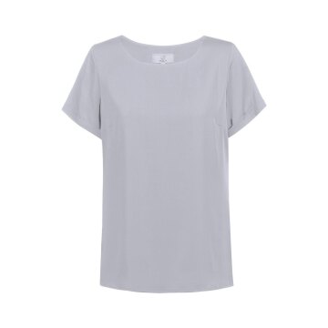 Greiff CHIFFON Damen Bluse Kurzarm Rundhals Regular Silbergrau