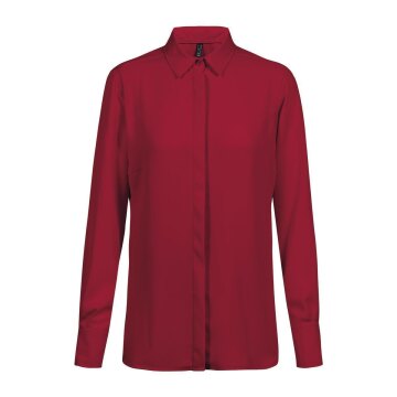 Greiff CHIFFON Damen Chiffon-Bluse Langarm Kent Regular Fit Rot