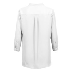 Greiff Corporate Wear SHIRTS Damen Chiffon-Bluse 3/4 Arm V-Ausschnitt Stehkragen Regular Fit Polyester OEKO-TEX® offwhite Weiß