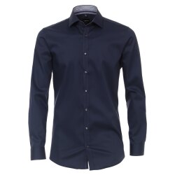 VENTI Herren Businesshemd Langarm Kent Body-Fit Marine 44
