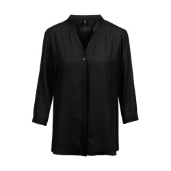 Greiff CHIFFON Damen Chiffon-Bluse 3/4-Arm V-Neck Schwarz