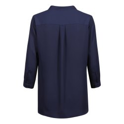 Greiff Corporate Wear SHIRTS Damen Chiffon-Bluse 3/4 Arm V-Ausschnitt Stehkragen Regular Fit Polyester OEKO-TEX® Marine