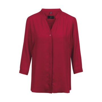 Greiff Corporate Wear SHIRTS Damen Chiffon-Bluse 3/4 Arm V-Ausschnitt Stehkragen Regular Fit Polyester OEKO-TEX® Rot