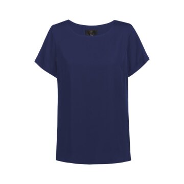 Greiff CHIFFON Damen Chiffon-Bluse Kurzarm Rundhals Regular Marine 42