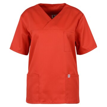 beb MEDIZIN/PFLEGE Unisex KASACK Kurz V-Neck TENCEL/Polyester Rot