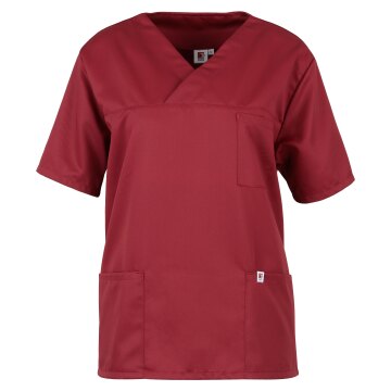 beb MEDIZIN/PFLEGE Unisex KASACK Kurzarm V-Neck TENCEL Weinrot L