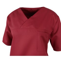 beb MEDIZIN/PFLEGE Unisex KASACK Kurzarm V-Neck TENCEL Weinrot L