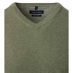 CASAMODA Herren Pullover V-Neck Regular Pima-Baumwolle Olivgrün