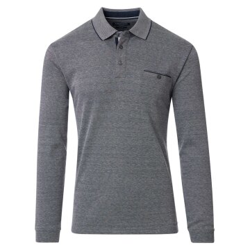 CASAMODA Herren Poloshirt Langarm Polokragen Casual Piqué Blaugrau
