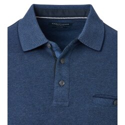 CASAMODA Herren Poloshirt Langarm Polokragen Casual Piqué Blau