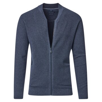 CASAMODA Herren Strickjacke Reißverschluss Regular-Fit Blau