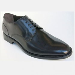 Prime Shoes PLAIN DERBY Herren Schnürschuh aus reinem Kalbsleder Rahmengenäht Ledersohle Schwarz Box Calf Black/New Bourbon inklusive Schuhspanner EU39/UK6-EU47/UK12