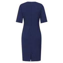 Greiff Corporate Wear PREMIUM Damen Business-Kleid Halbarm Rundhals V-Ausschnitt Regular Fit Schurwollmix OEKO TEX® Italian Blue
