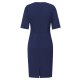 Greiff Corporate Wear PREMIUM Damen Business-Kleid Halbarm Rundhals V-Ausschnitt Regular Fit Schurwollmix OEKO TEX® Italian Blue