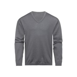 Greiff Corporate Wear STRICK Herren Pullover V-Ausschnitt Regular Fit Polyestermix OEKO TEX® Grau