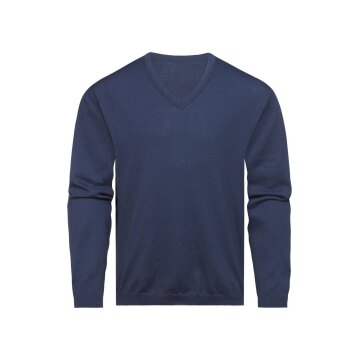 Greiff STRICK Herren Pullover Langarm V-Neck Regular-Fit Marine