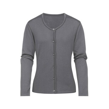 Greiff STRICK Damen Strickjacke Rundhals Knopfleiste Grau