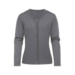 Greiff STRICK Damen Strickjacke Rundhals Knopfleiste Grau