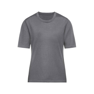 Greiff STRICK Damen Strickshirt Kurzarm Rundhals Regular Grau