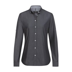 Greiff GASTRO-MODA Damen Bluse Langarm Button-Down Anthrazit