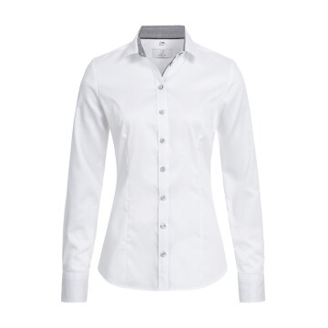 Greiff Corporate Bluse PREMIUM Damen OEKO TEX® Slim Weiß/Grau