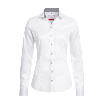 Greiff Corporate Bluse PREMIUM Damen OEKO TEX® Slim Weiß/Blau