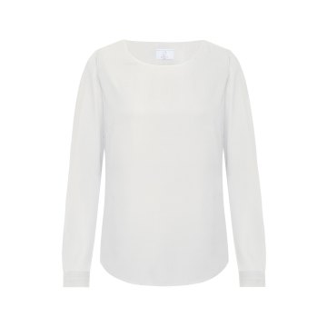 Greiff Corporate Wear SHIRTS Damen Chiffon-Bluse Langarm Rundhals Regular Fit Polyester OEKO TEX® Offwhite Weiß