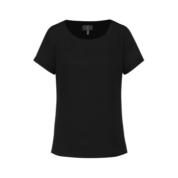 Greiff CHIFFON Damen Bluse Kurzarm Rundhals Regular Schwarz