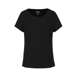 Greiff CHIFFON Damen Bluse Kurzarm Rundhals Regular Schwarz