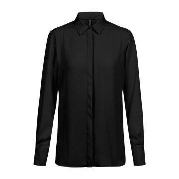 Greiff CHIFFON Damen Chiffon-Bluse Langarm Kent Regular Schwarz