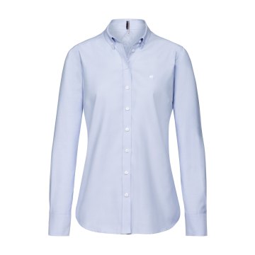 Greiff Corporate Wear CASUAL Damen Bluse Langarm Button-Down-Kragen Regular Fit Baumwollmix OEKO TEX® Pflegeleicht Hellblau