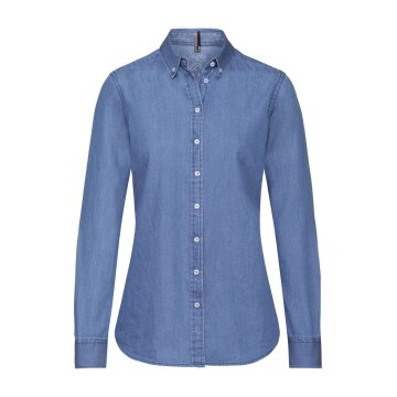 Greiff CASUAL Damen Jeansbluse Langarm Button-Down Regular Light-Blue