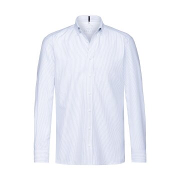 Greiff CASUAL Herren Lang Button-Down Regular Hellblau gestreift