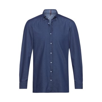 Greiff Corporate Wear CASUAL Herren Jeanshemd Langarm Button-Down-Kragen Regular Fit Baumwolle OEKO-TEX® Blue Denim