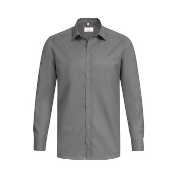 Greiff Modern with 37.5® Herren Hemd Langarm Kent Regular Grau