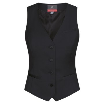 Greiff Corporate Wear Modern with 37.5® Damen Business-Weste V-Ausschnitt Regular Fit Schurwollmix Stretch OEKO TEX® Pinpoint Schwarz