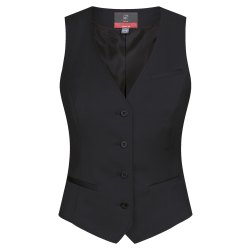 Greiff Corporate Wear Modern with 37.5® Damen Business-Weste V-Ausschnitt Regular Fit Schurwollmix Stretch OEKO TEX® Pinpoint Schwarz