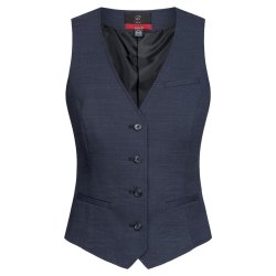 Greiff Corporate Wear Modern with 37.5® Damen Business-Weste V-Ausschnitt Regular Fit Schurwollmix Stretch OEKO TEX® Pinpoint Marine