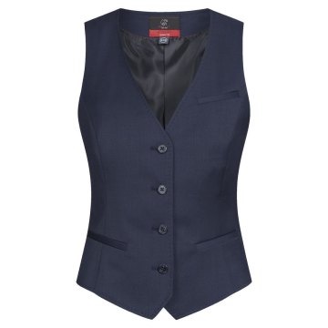 Greiff Corporate Wear Modern with 37.5® Damen Business-Weste V-Ausschnitt Regular Fit Schurwollmix Stretch OEKO TEX® Dunkelblau