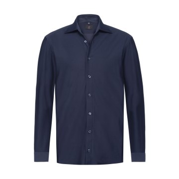 Greiff Corporate Wear CASUAL Herren Jerseyhemd Langarm New-Kentkragen Regular Fit Baumwollmix Stretch OEKO-TEX® Bügelfrei Marine