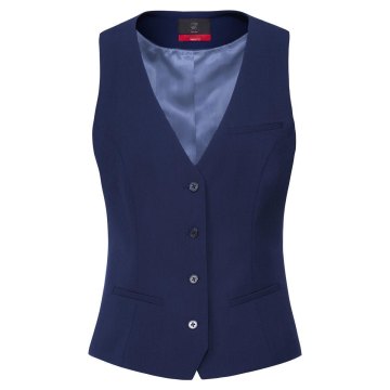 Greiff Corporate Wear PREMIUM Damen Business-Weste V-Ausschnitt Taschen Regular Fit Schurwollmix Stretch OEKO TEX® Italian Blue