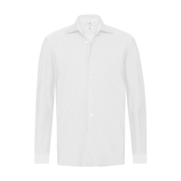 Greiff Corporate Wear CASUAL Herren Jerseyhemd Langarm New-Kentkragen Regular Fit Baumwollmix Stretch OEKO-TEX® Bügelfrei Weiß