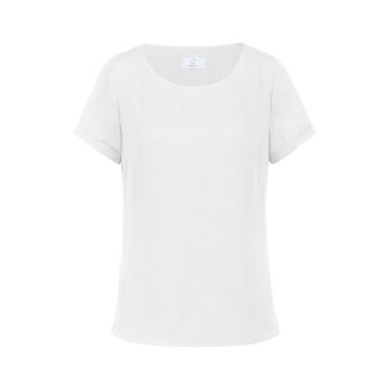 Greiff CHIFFON Damen Chiffon-Bluse Kurzarm Rundhals Regular Weiß 46