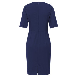 Greiff Corporate Wear PREMIUM Damen Business-Kleid Halbarm Rundhals V-Ausschnitt Regular Fit Schurwollmix OEKO TEX® Italian Blue 32