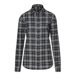 KARLOWSKY Damen Flanellbluse URBAN-FLAIR Langarm Schwarz Karo